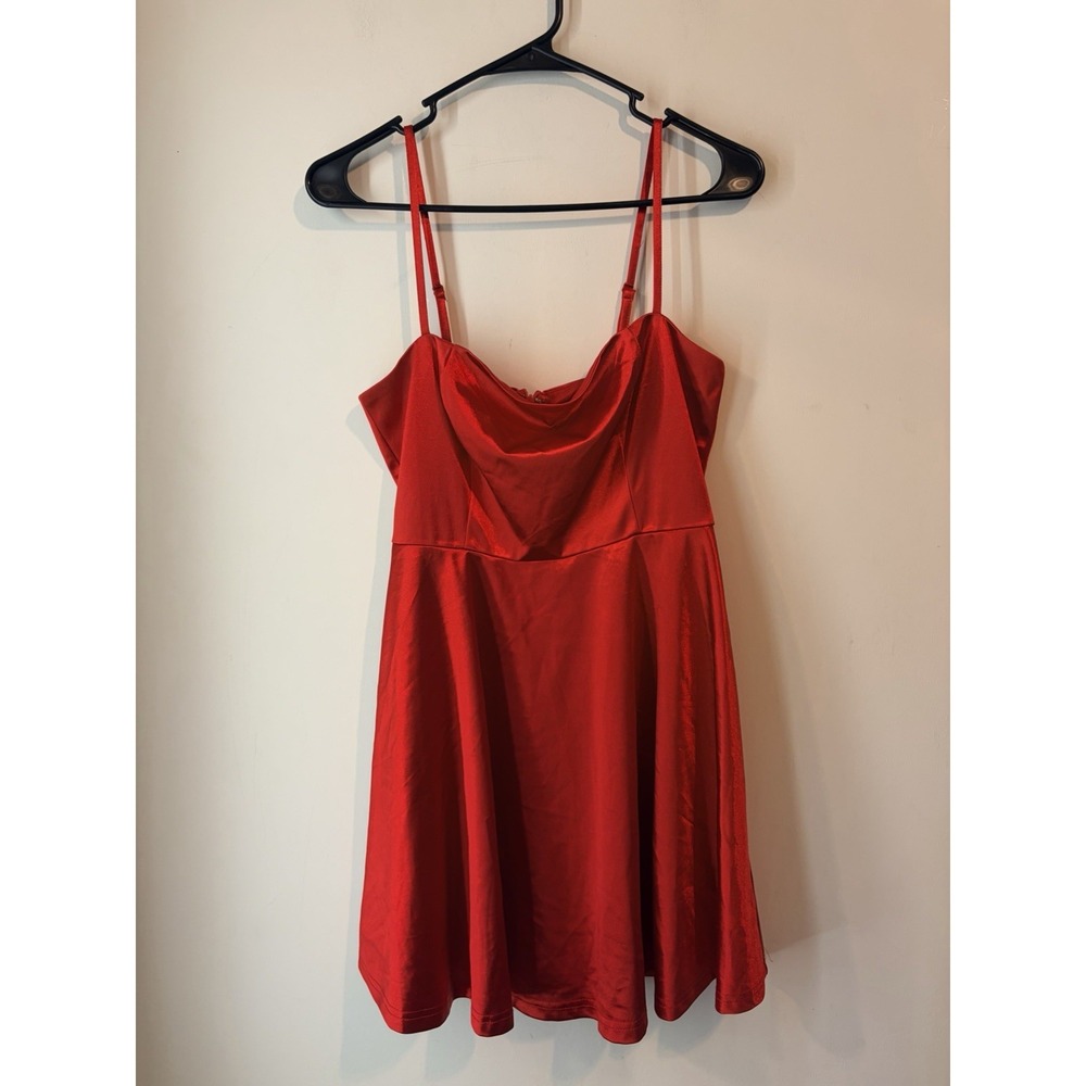 Lulus Red Satin Slip Dress Short Size Small Adjustable Straps Zip Back